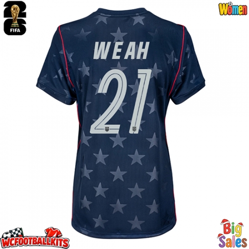 United States Timothy Weah #21 Replica Away Stadium Shirt for Women World Cup 2026 Short Sleeve